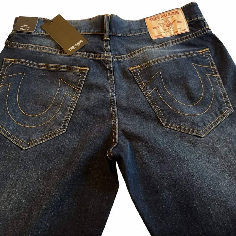 NWT True Religion Ricky Men's Straight Jeans W34/L34